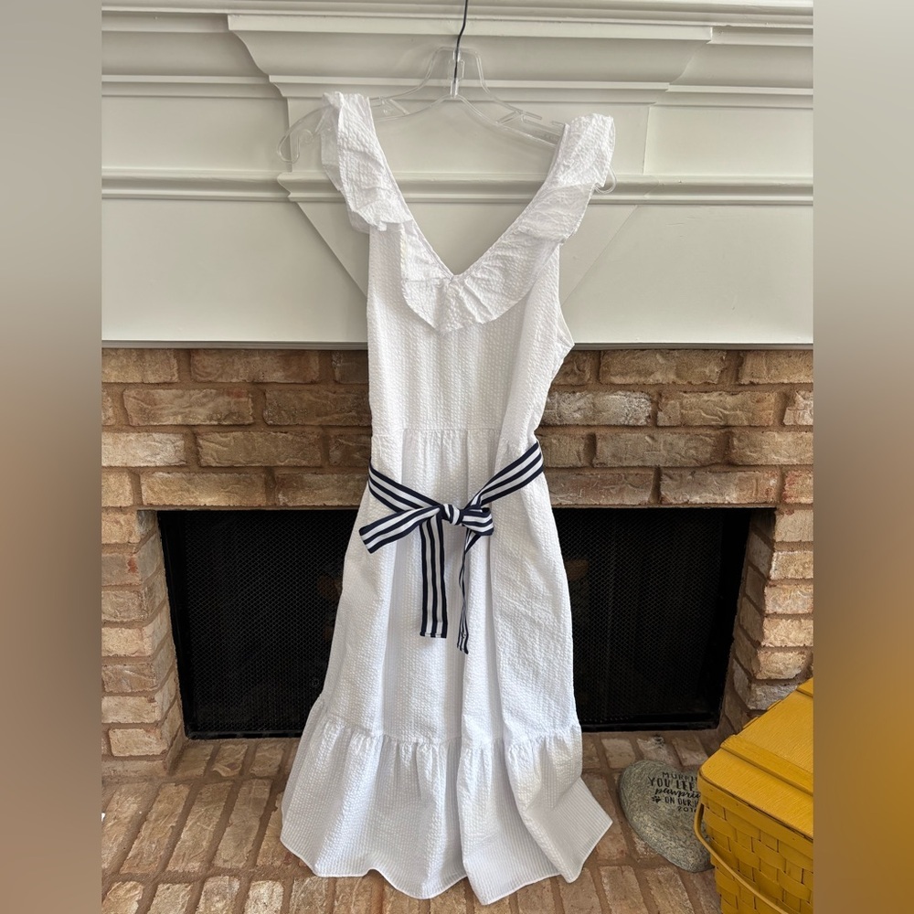 Vineyard Vines x Target Collab White Ruffle Top Dress with Belt M